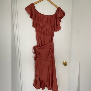 Chic Asymmetrical Rust Dress ORIGINALLY 120
